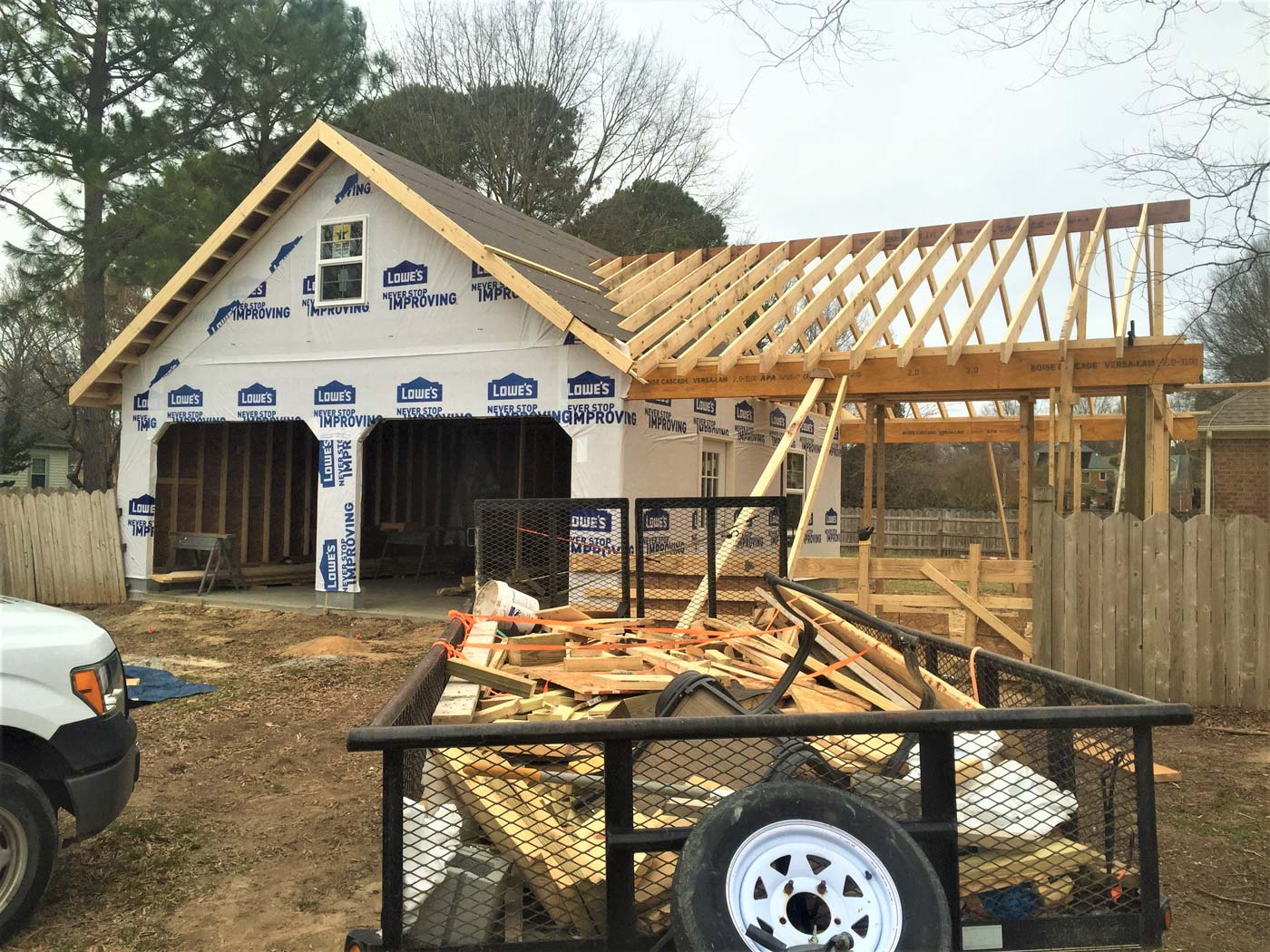 Custom 24'x24' with Porch during construction